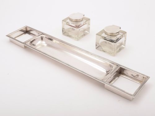 Asprey Silver Double Ink Stand Birmingham 1917