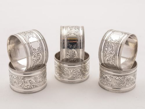 Set of 6 Victorian Napkin Rings Circa 1880