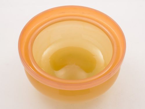 Peach Glass Powder Bowl with Silver Lid Birmingham 1919