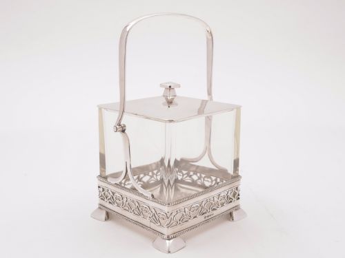 Silver Plated and Glass Cookie/Biscuit Box Circa 1920
