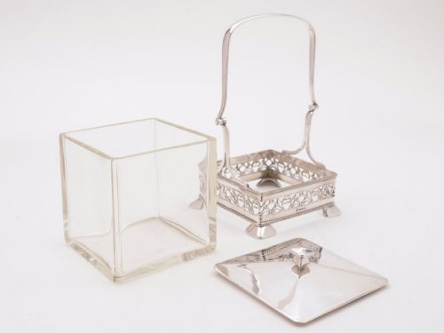 Silver Plated and Glass Cookie/Biscuit Box Circa 1920