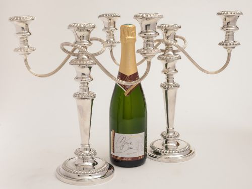 Pair of Metamorphic Silver Plated Candelabras Circa 1920