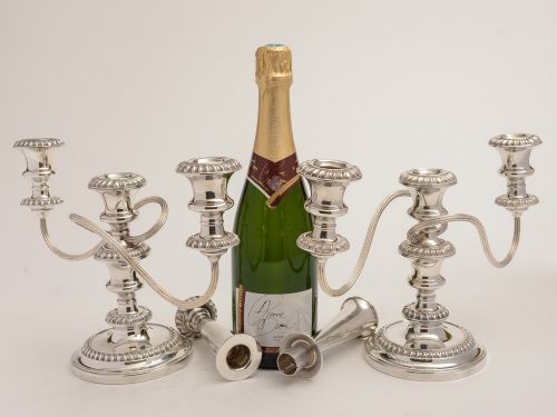 Pair of Metamorphic Silver Plated Candelabras Circa 1920