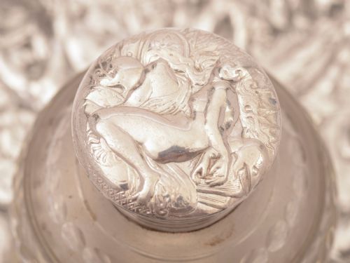 Victorian Silver Plated and Glass Ink Stand Circa 1880