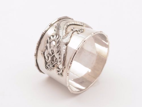 Chinese Canton Silver Napkin Ring Circa 1900