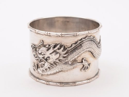 Chinese Canton Silver Napkin Ring Circa 1900