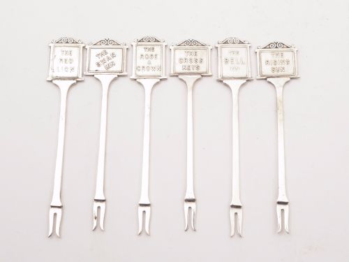 Enamelled Pub Sign Cocktail Sticks Circa 1930