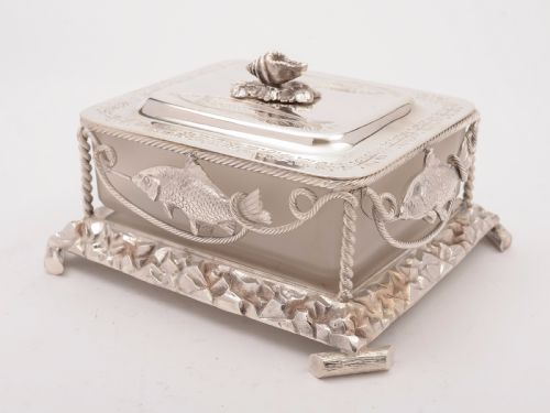 Victorian Novelty Silver Plated Butter Dish Circa 1880