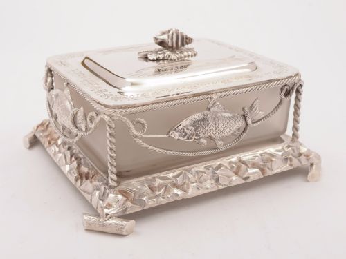 Victorian Novelty Silver Plated Butter Dish Circa 1880