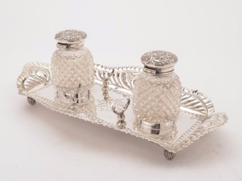 Victorian Silver Plated Double Ink Stand Circa 1890