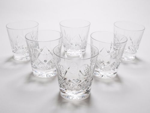 Set of 6 Cut Glass Whiskey Glasses Circa 1920