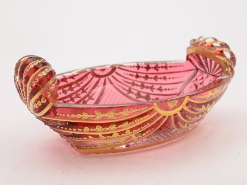 Regency Cranberry Glass Bon Bon Dish Circa 1830