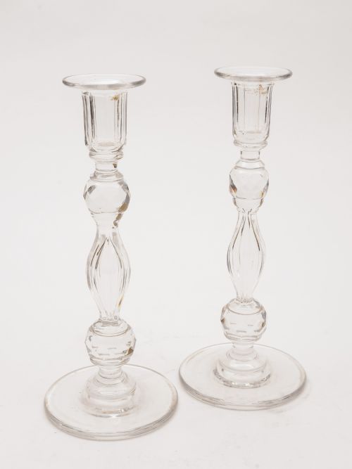 Pair of Edwardian Glass Candlesticks Circa 1905