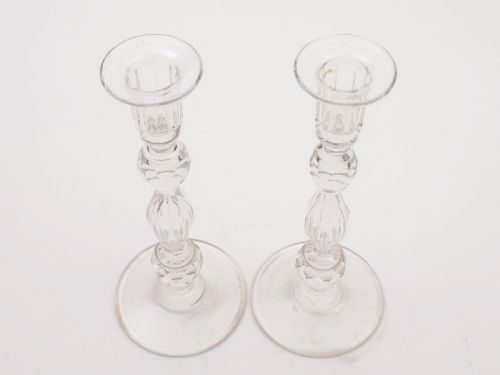 Pair of Edwardian Glass Candlesticks Circa 1905