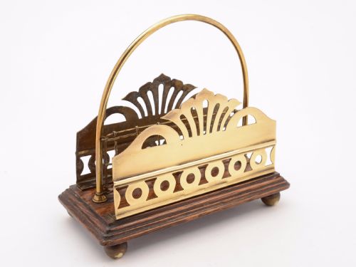 Edwardian Brass and Oak Letter Rack Circa 1905