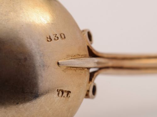 Set of Six .830 Silver Gilt and Enamel Spoons