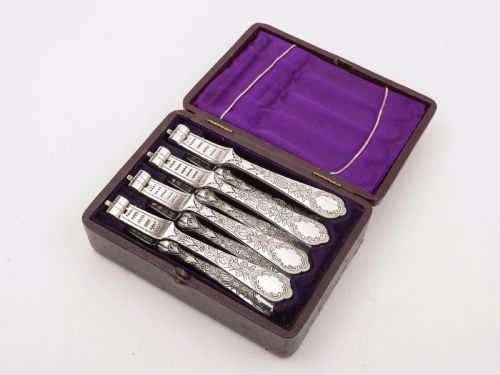 Boxed Set of 4 Victorian Silver Plated Nutcrackers
