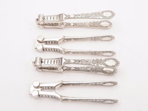 Boxed Set of 4 Victorian Silver Plated Nutcrackers