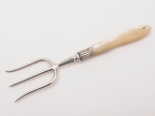 English Silver and Mother of Pearl Bread Fork