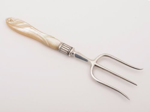 English Silver and Mother of Pearl Bread Fork
