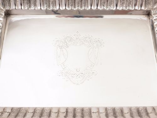 English Victorian Silver Plated Drinks Tray Circa 1880