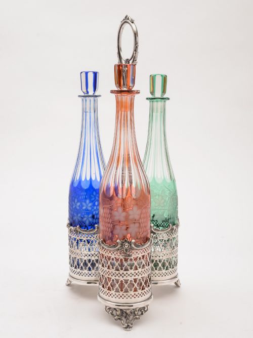 Victorian 3 Bottle Decanter Stand Circa 1880