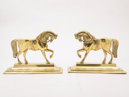 Pair of Victorian Brass Horse Ornaments Circa 1880