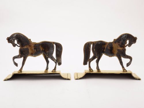 Pair of Victorian Brass Horse Ornaments Circa 1880