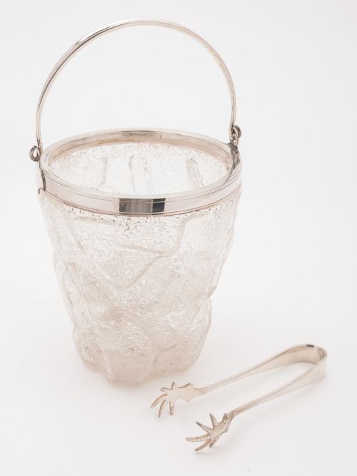 Glass and Silver Plated Ice Bucket Circa 1930