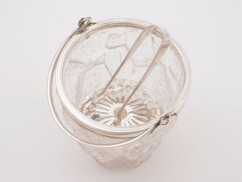 Glass and Silver Plated Ice Bucket Circa 1930