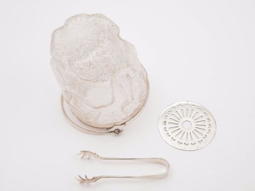 Glass and Silver Plated Ice Bucket Circa 1930