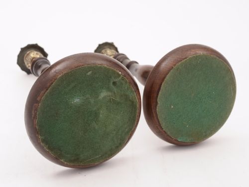 Pair of Turned Oak Candlesticks Circa 1920