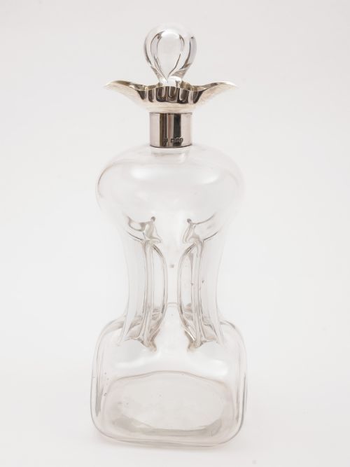 Edwardian Silver Topped Glug Glug Decanter London 1901