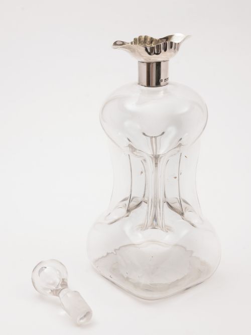 Edwardian Silver Topped Glug Glug Decanter London 1901