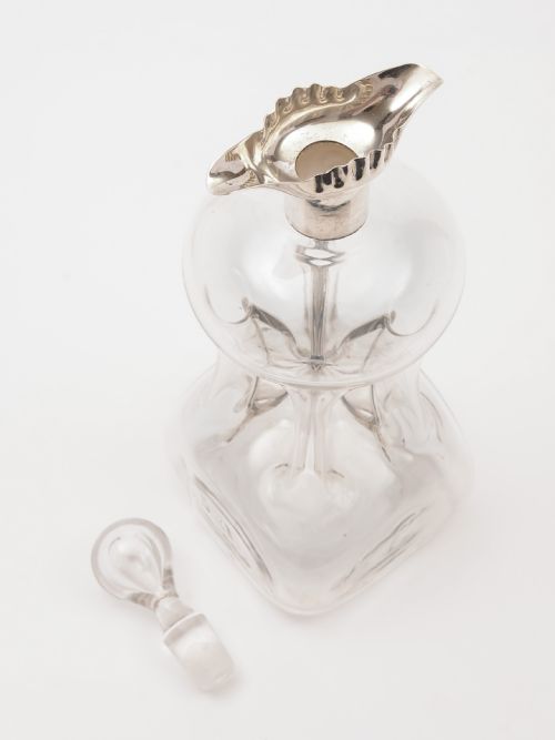 Edwardian Silver Topped Glug Glug Decanter London 1901