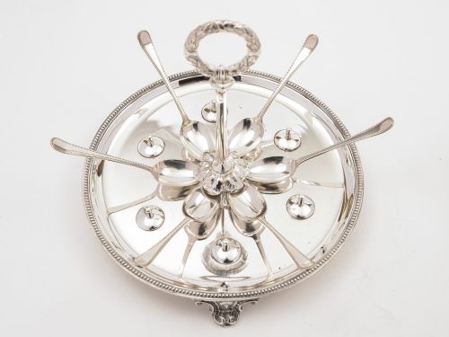 Victorian Elkington 6 Person Egg Cruet 1861