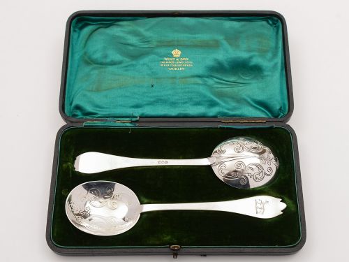 Pair of Edwardian Silver Serving Spoons