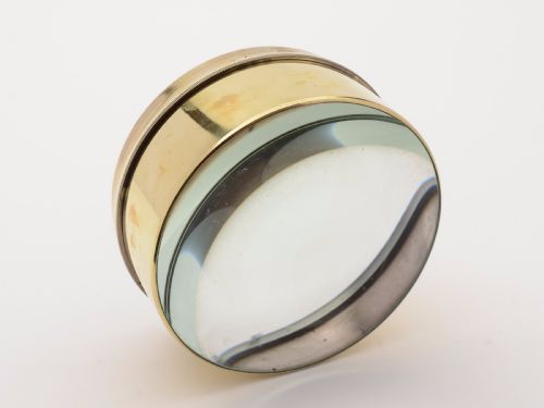 Large brass desk magnifier c1910. From a magic lantern.