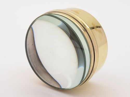 Large brass desk magnifier c1910. From a magic lantern.