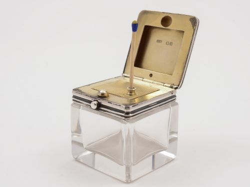 Victorian Travelling Silver and Glass Vesta Box