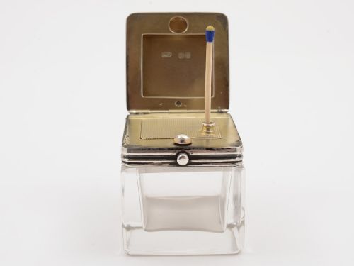 Victorian Travelling Silver and Glass Vesta Box