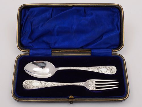 A Cased George V Silver Christening Set