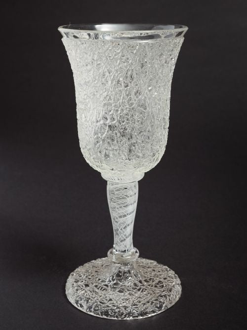 Victorian Crackle Glass Goblet Circa 1890