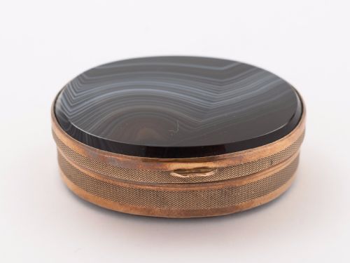 Agate and Brass Oval Snuff Box Circa 1900