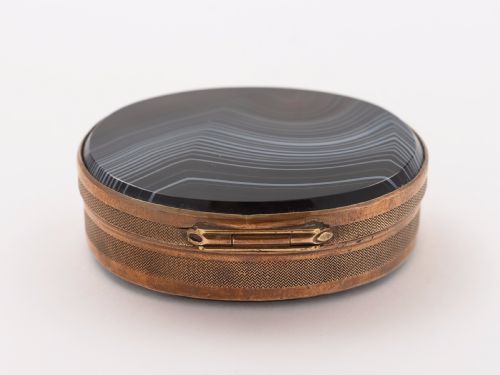Agate and Brass Oval Snuff Box Circa 1900