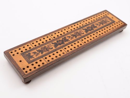 Victorian Tunbridge Ware Cribbage Board Circa 1880