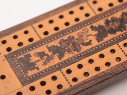 Victorian Tunbridge Ware Cribbage Board Circa 1880