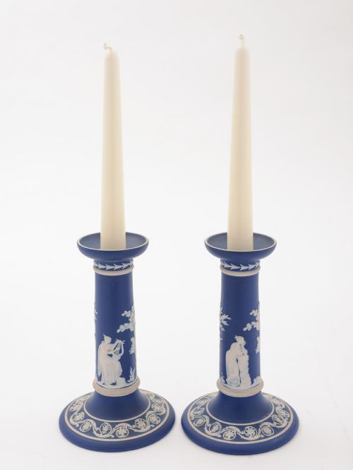 Wedgwood Jasperware Candlesticks Circa 1900