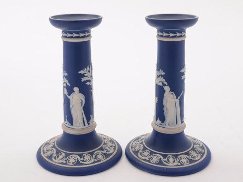 Wedgwood Jasperware Candlesticks Circa 1900