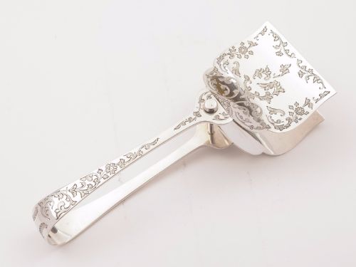 Edwardian Silver Serving Tongs Sheffield 1909